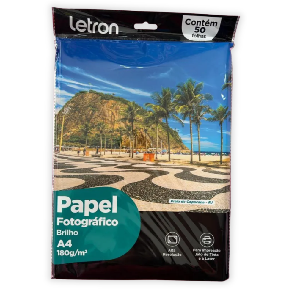 Papel Fotográfico Brilho 180g 1 Folha Letron