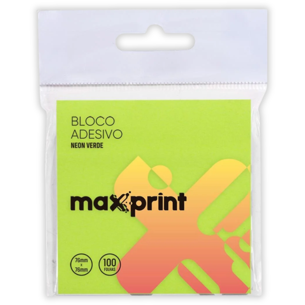 Bloco Adesivo 76mm x 76mm Neon 100 Folhas Maxprint - #5