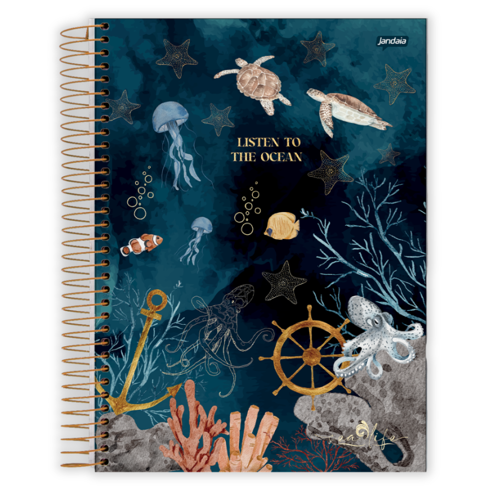 Caderno com Espiral Universitário Sea Life 10 Matérias Jandaia - #1