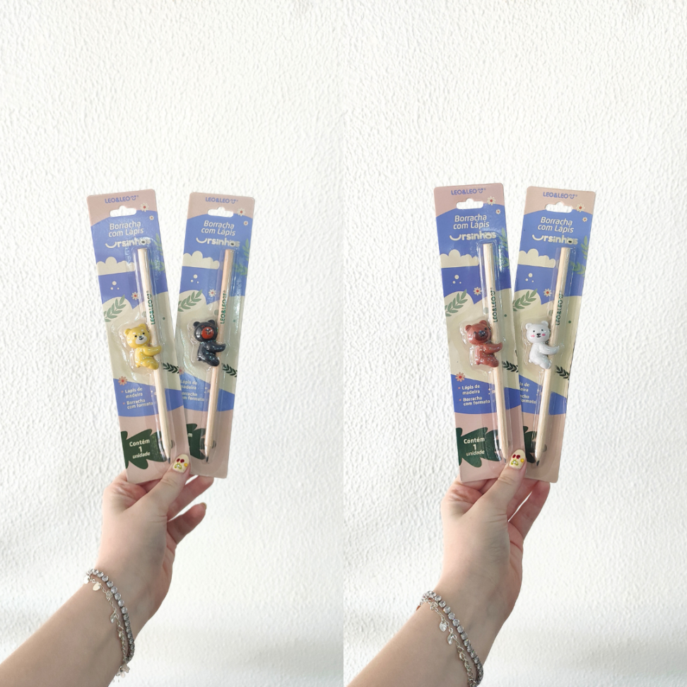Lápis Grafite de Escrever com Borracha Ursinhos Leo e Leo - #7