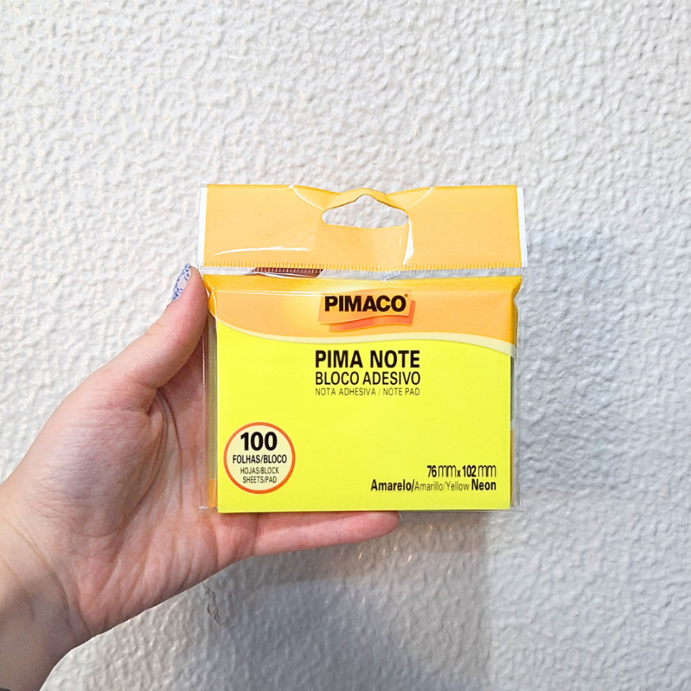 Bloco Adesivo Pima Note 76mm x 102mm Amarelo Neon Pimaco - #1