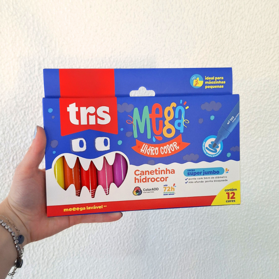 Canetinha Hidrocor 12 Cores Super Jumbo Mega Color ADD Tris - #3