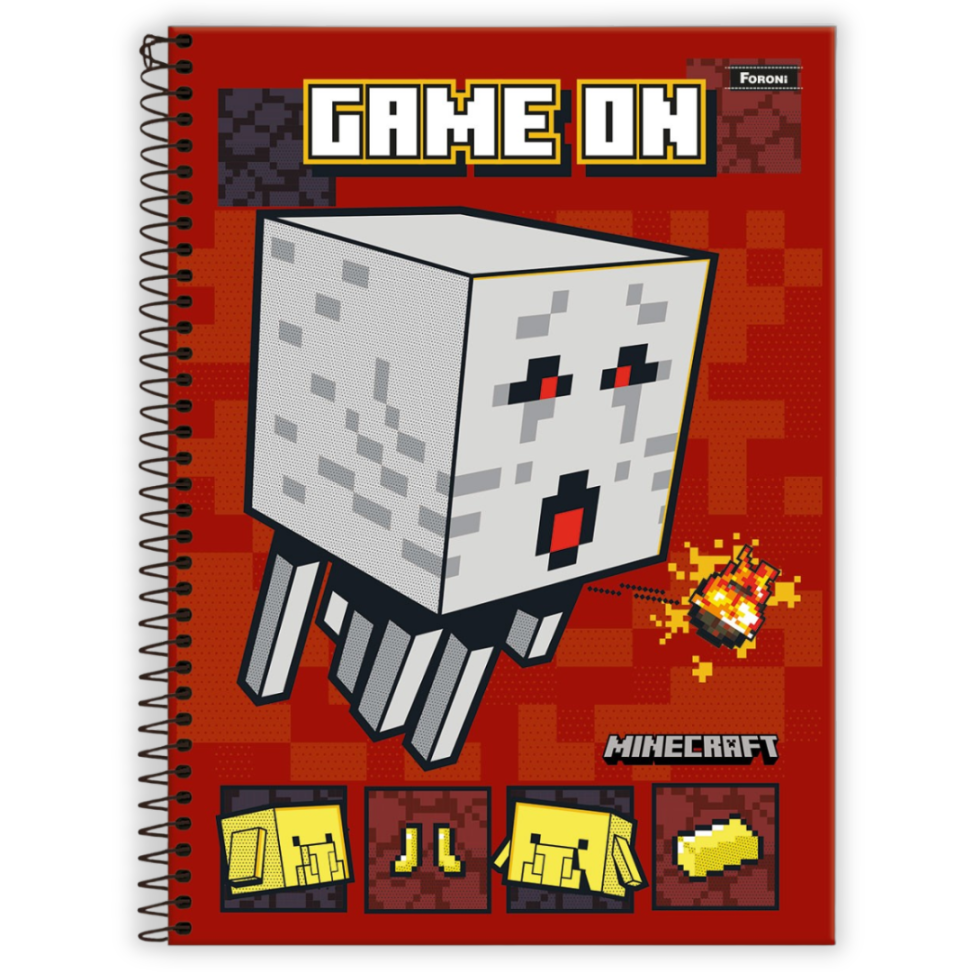 Caderno com Espiral Universitário Minecraft 1 Matéria Foroni - #1
