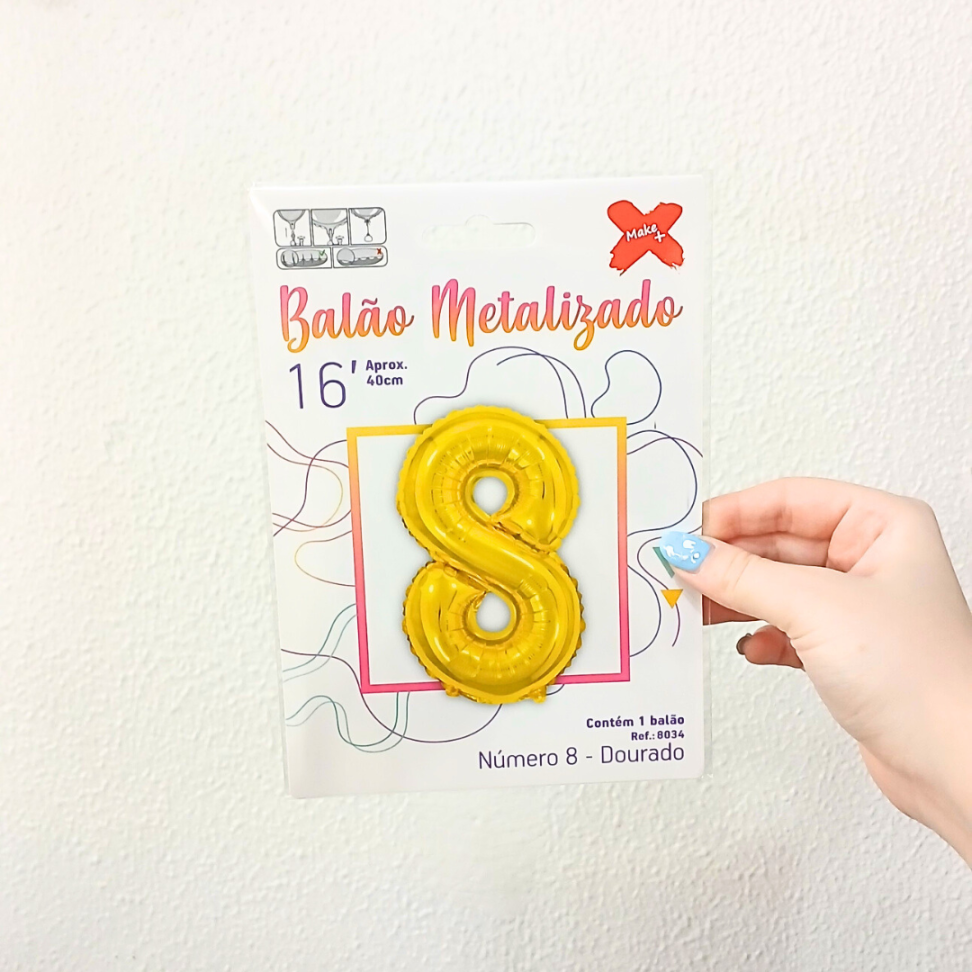 Balão Metalizado 40cm Número 8 Make+ - #4