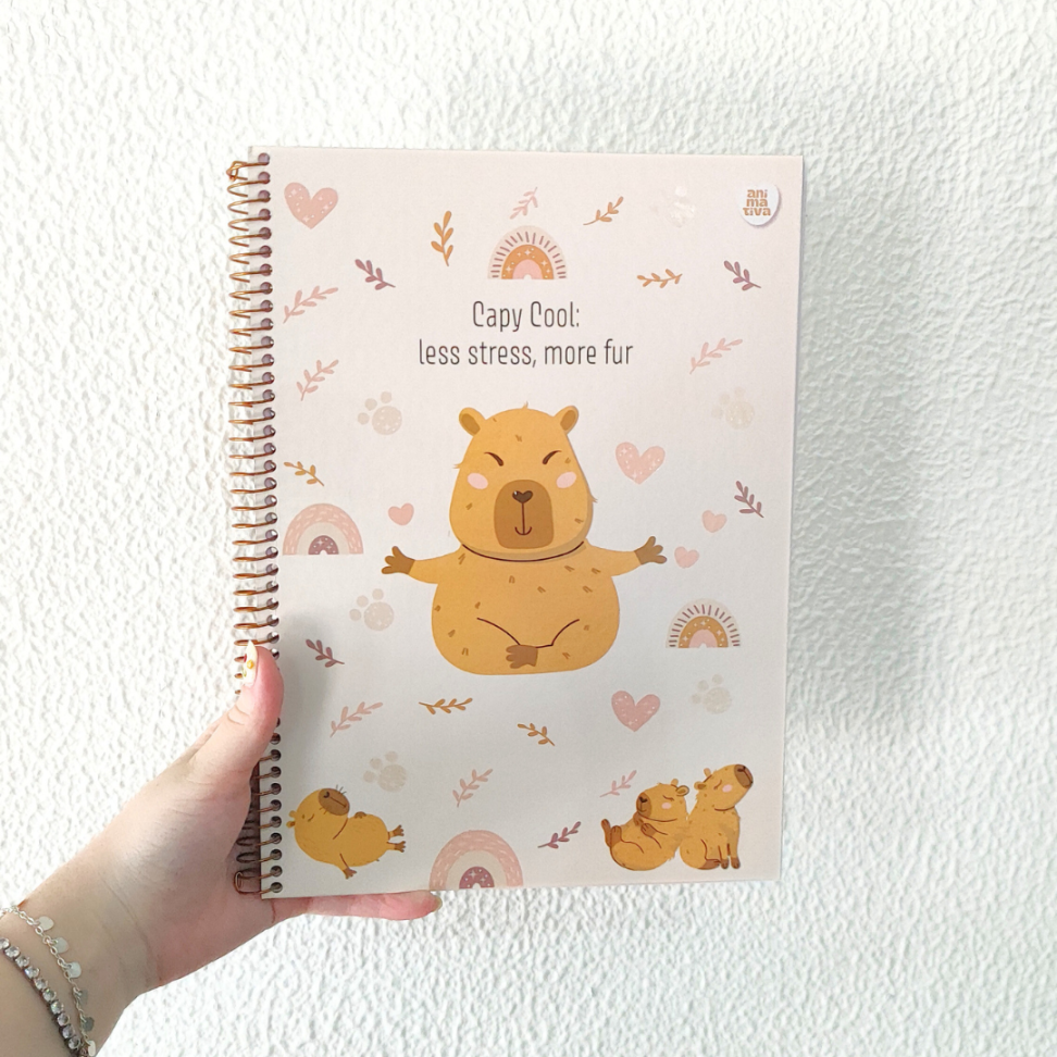 Caderno com Espiral Universitário Capycuties 1 Matéria Animativa - #1
