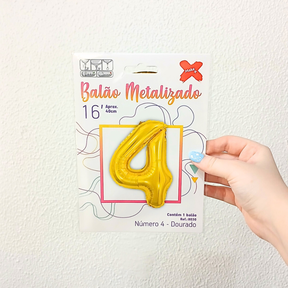 Balão Metalizado 40cm Número 4 Make+ - #4