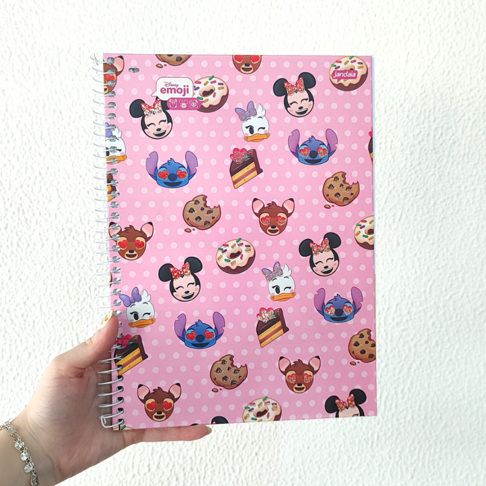 Caderno com Espiral Universitário Disney Emoji 1 Matéria Jandaia - #1
