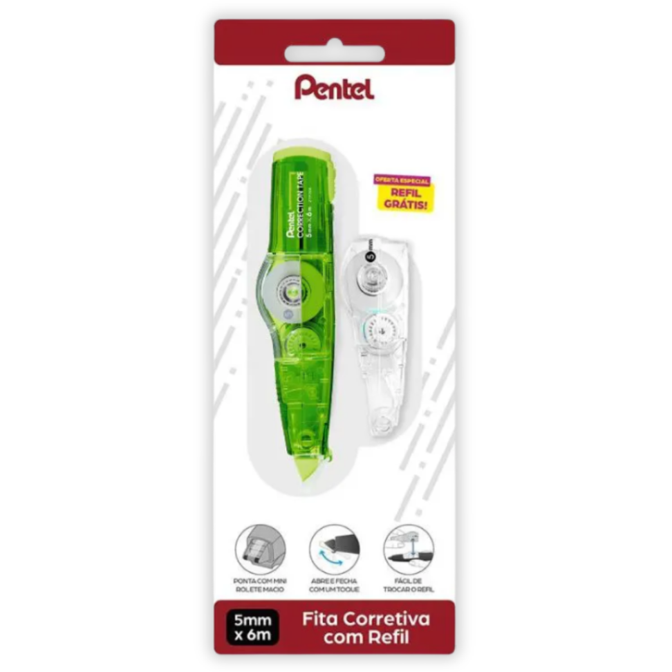 Fita Corretiva 6m x 5mm com Refil Pentel - #1