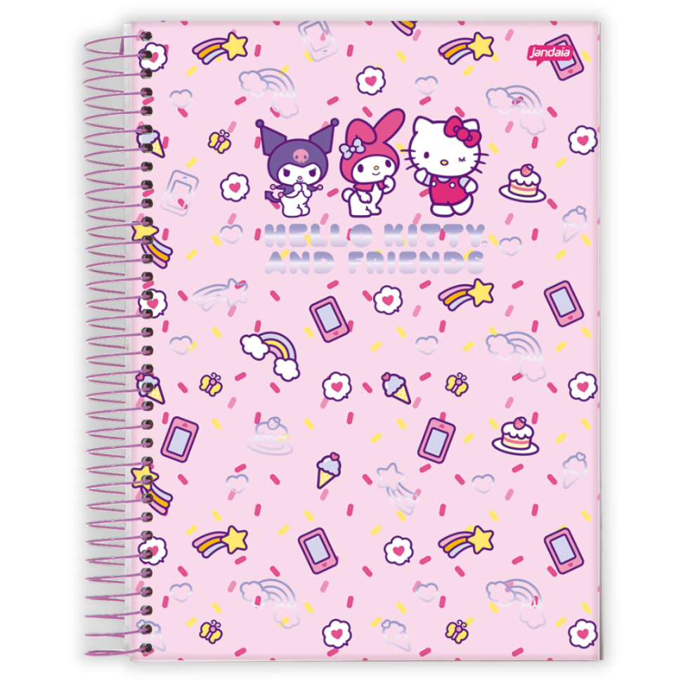 Caderno com Espiral Universitário Hello Kitty Besties Forever 1 Matéria Jandaia - #1