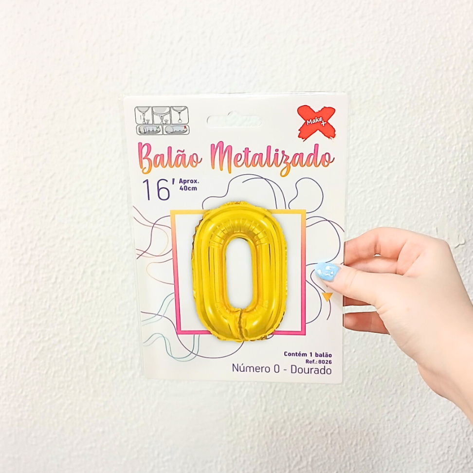 Balão Metalizado 40cm Número 0 Make+ - #4