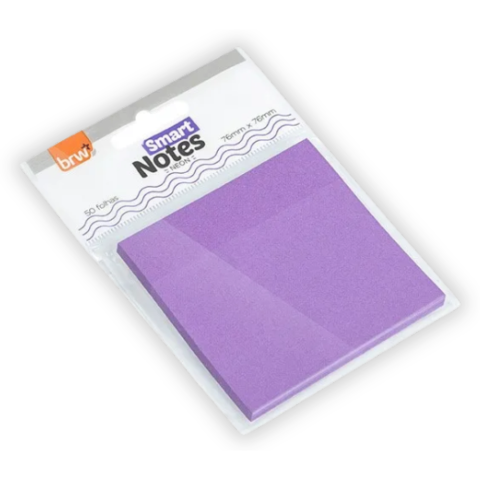 Bloco Smart Notes 76mm x 76mm Roxo Neon 50 Folhas BRW