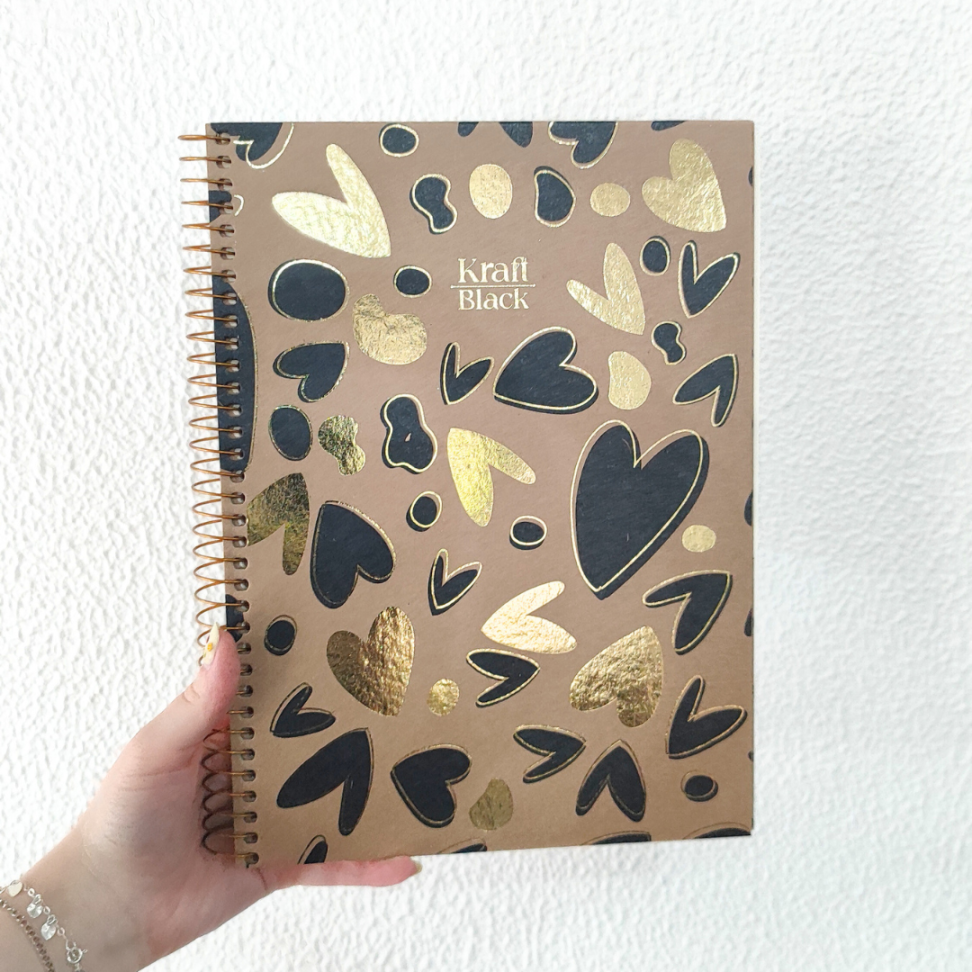 Caderno com Espiral Universitário Kraft Black 10 Matérias Jandaia - #1