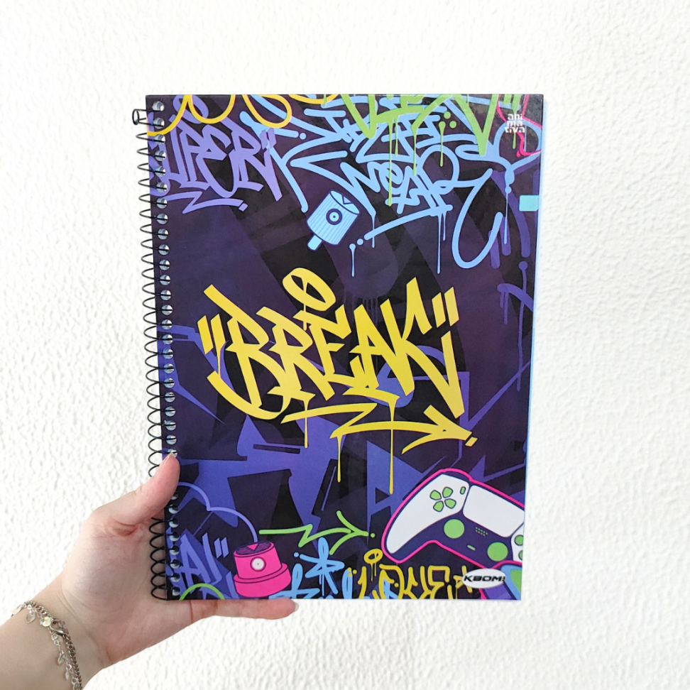 Caderno com Espiral Universitário KBom! Masculino 1 Matéria Animativa - #1