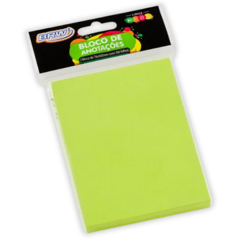 Bloco Smart Notes 76mm x 102mm Neon 100 Folhas BRW