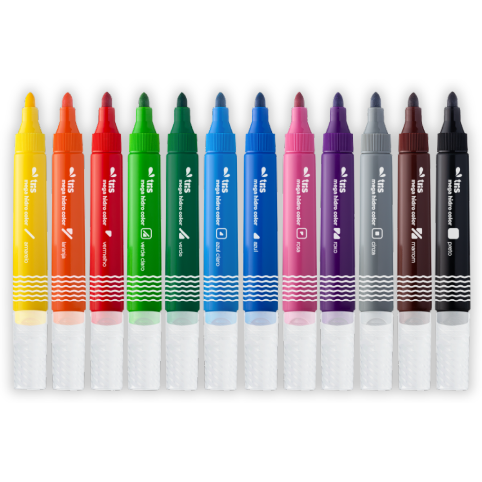 Canetinha Hidrocor 12 Cores Super Jumbo Mega Color ADD Tris - #2