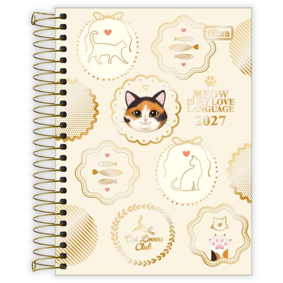 Agenda com Espiral Diária Mini Purrfect Cats 2027 Tilibra