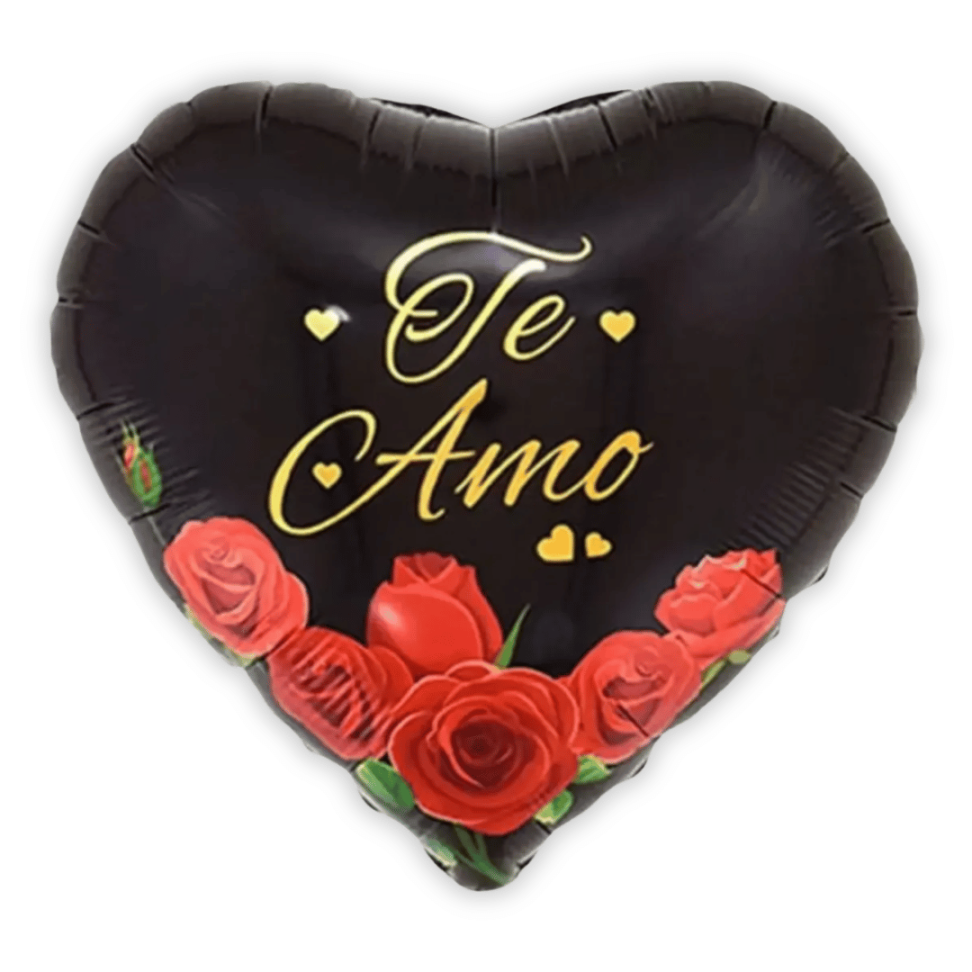 Balão Metalizado 45cm Coração Preto "Te Amo" Make+