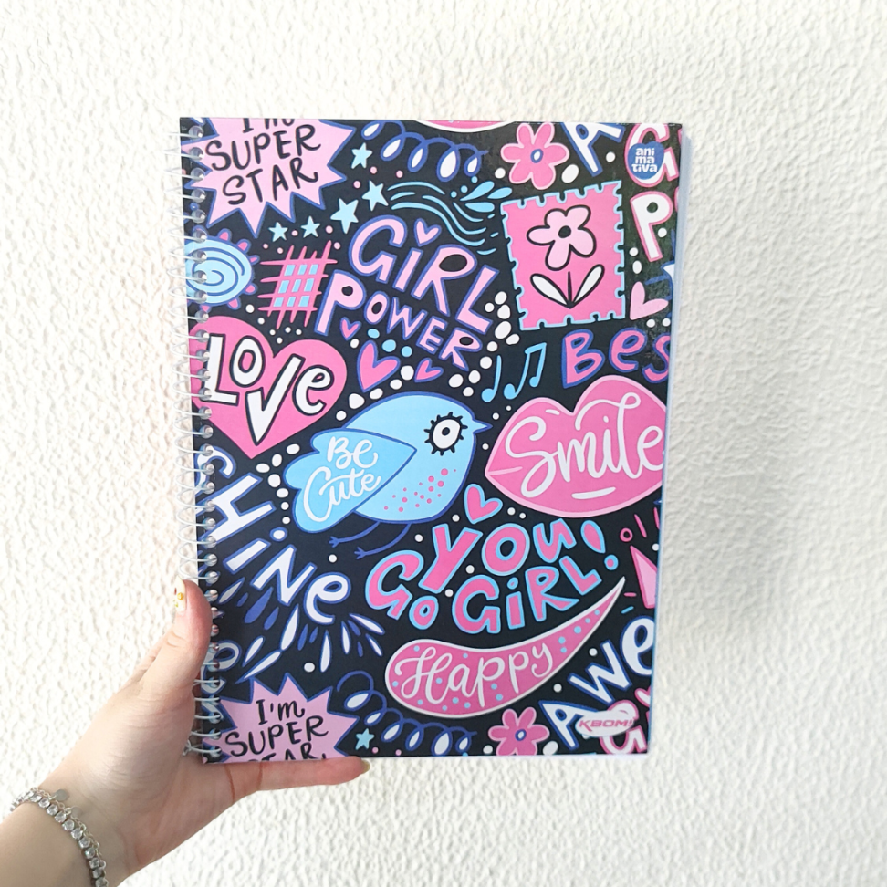 Caderno com Espiral Universitário KBom! Feminino 1 Matéria Animativa - #17