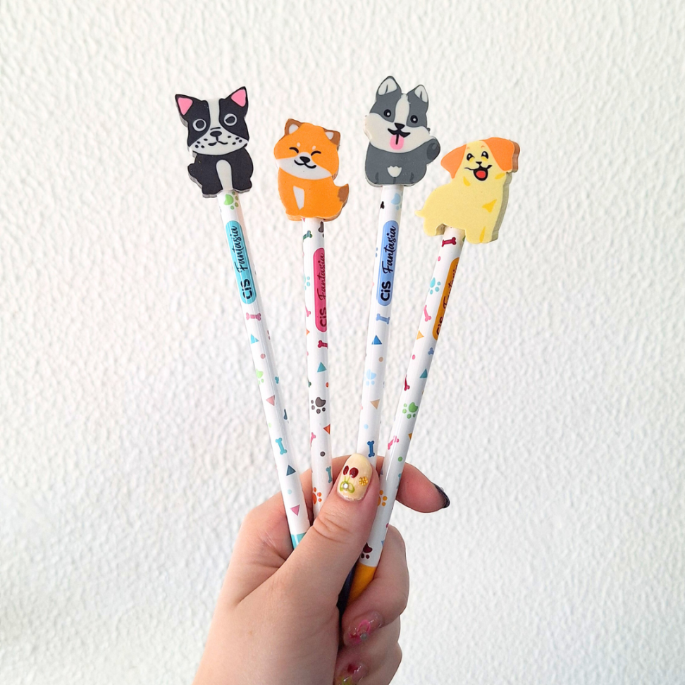 Lápis Grafite de Escrever com Borracha Ponteira Pets Fantasia CiS - #6