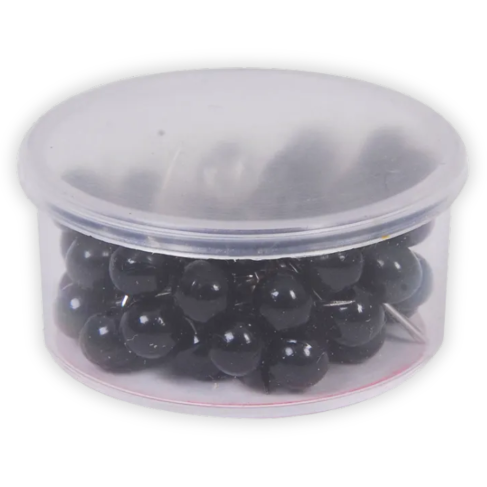 Alfinete para Mapa Tipo Bola Preto 5mm 50 Unidades ACC