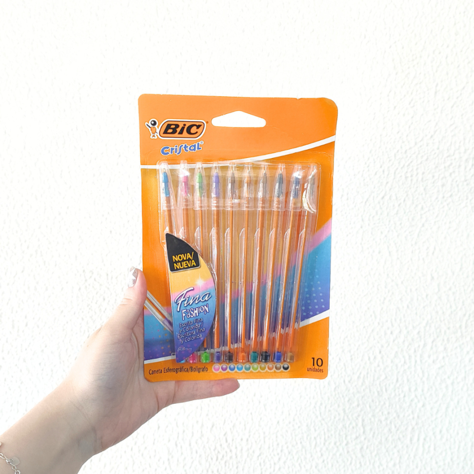 Kit Canetas Esferográficas Cristal Fashion Fina 10 Cores 0.8 Bic - #3