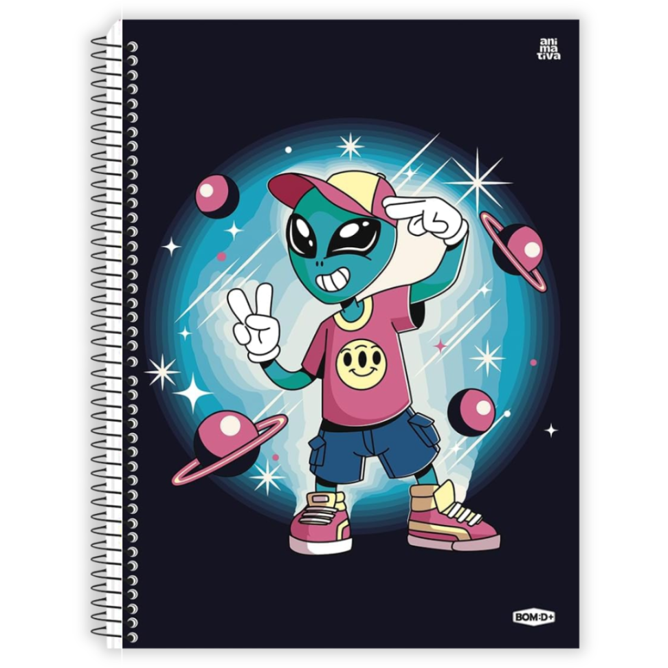 Caderno com Espiral Universitário Bom D+ Masculino 1 Matéria Animativa - #7
