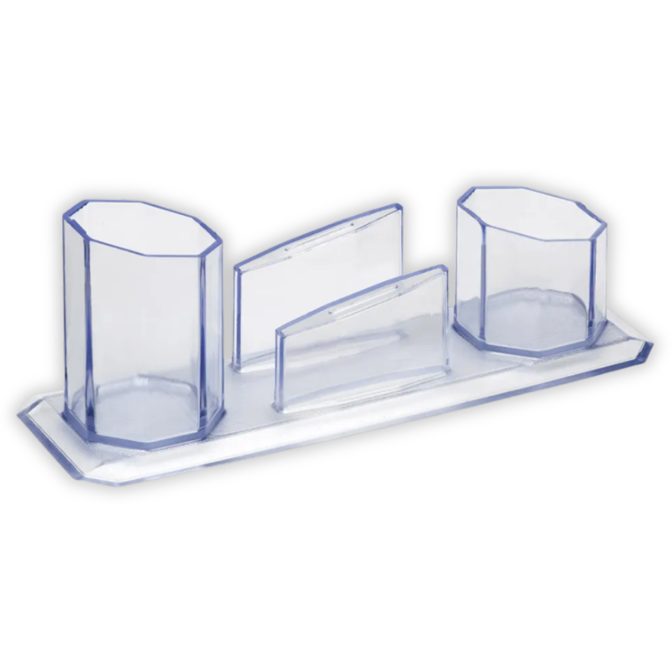 Porta Canetas Acrílico Triplo Cristal Maxcril
