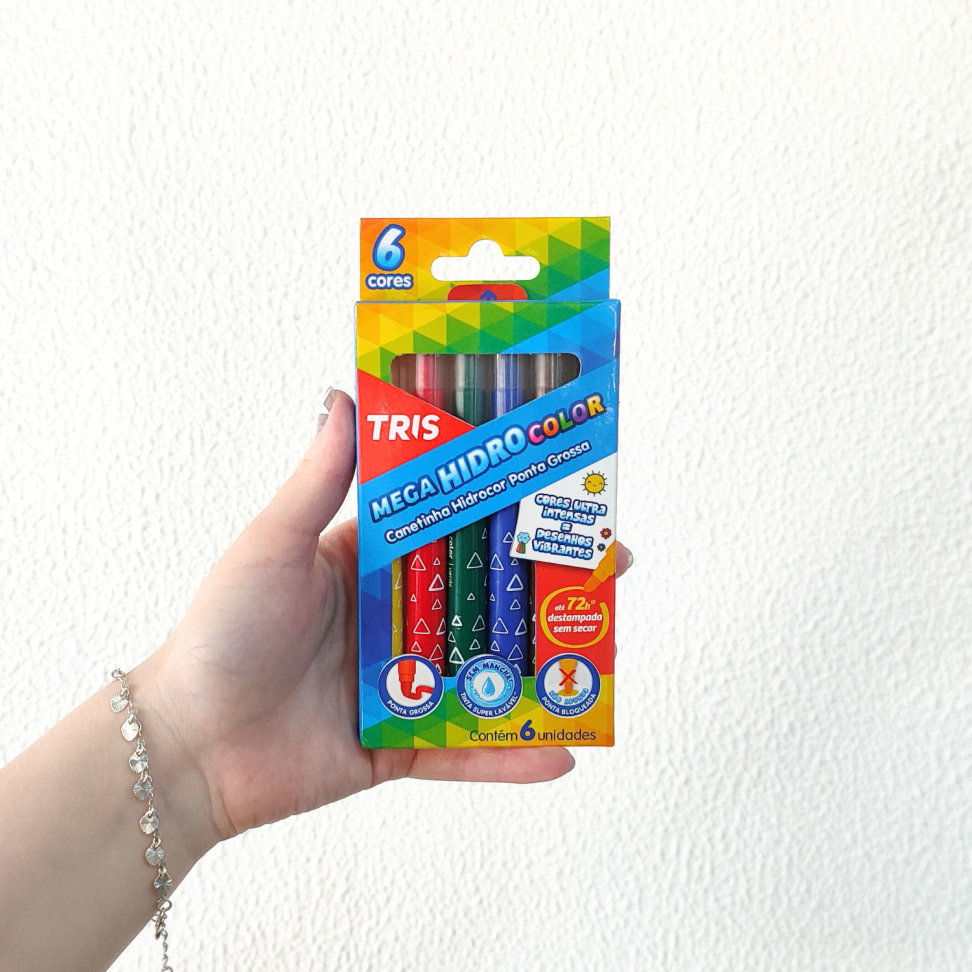 Canetinha Mega Hidro Color 6 Cores Ponta Grossa Tris - #3