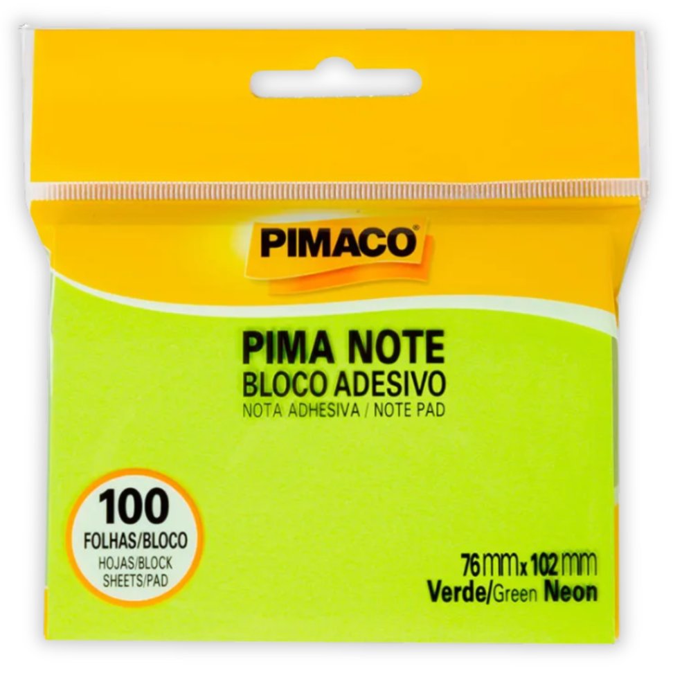 Bloco Adesivo Pima Note 76mm x 102mm Neon Pimaco