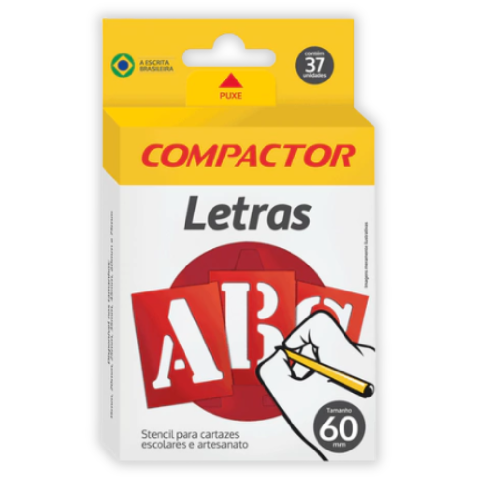Stencil de Letras para Cartazes e Artesanato 60mm 37 Unidades Compactor