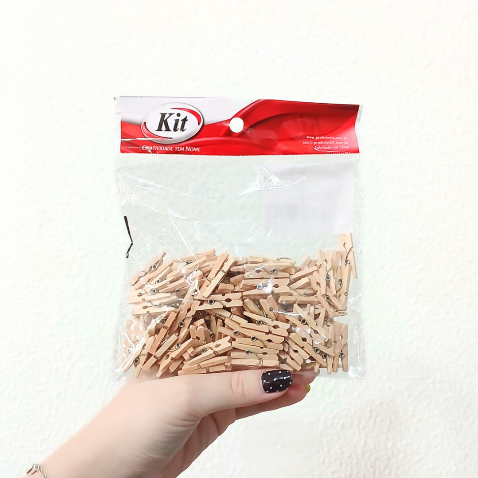 Mini Prendedor de Roupa Cru 100 Unidades Kit - #4