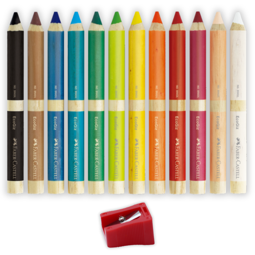 Giz de Cera Eco 12 Cores + 1 Apontador Jumbo Faber-Castell - #2