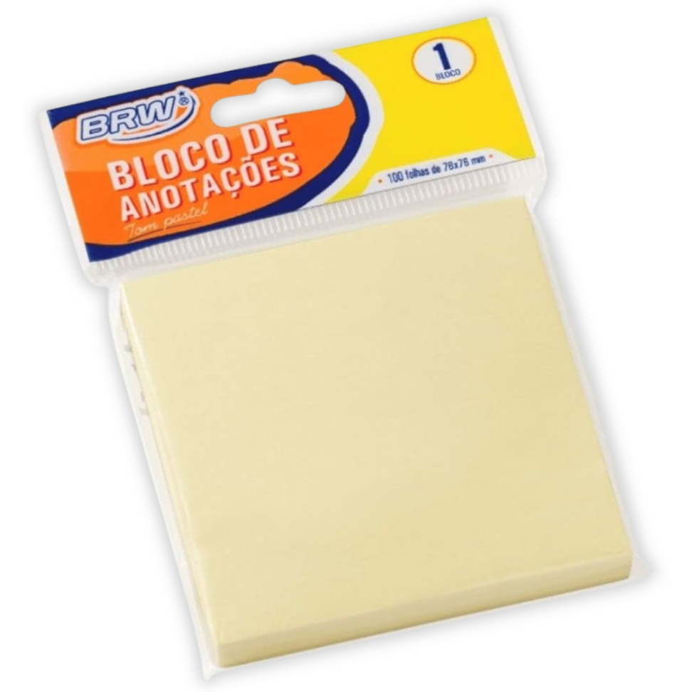 Bloco Smart Notes 76mm x 76mm Amarelo Pastel 50 Folhas BRW
