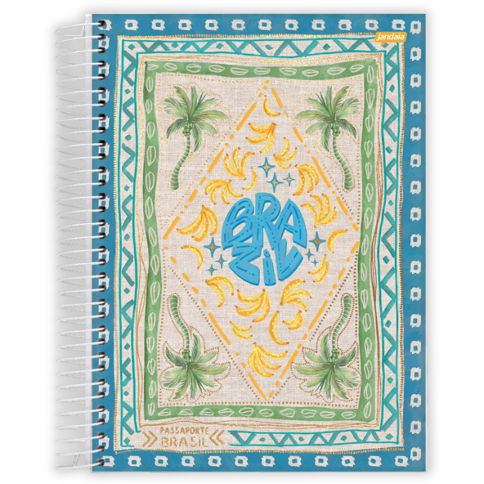 Caderno com Espiral Universitário Passaporte Brasil 10 Matérias Jandaia - #1