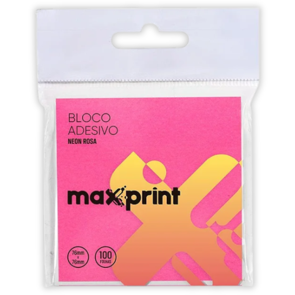 Bloco Adesivo 76mm x 76mm Neon 100 Folhas Maxprint