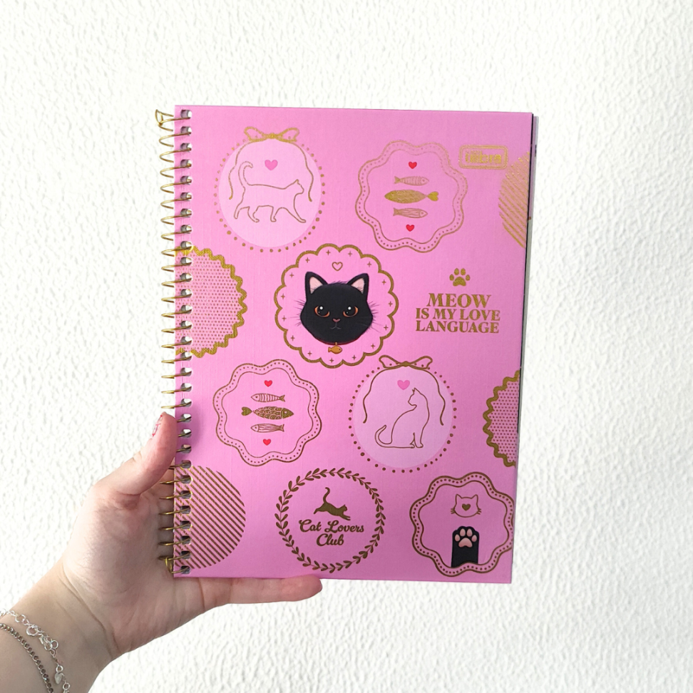 Caderno com Espiral Colegial 1 Matéria Purrfect Cats Tilibra - #1