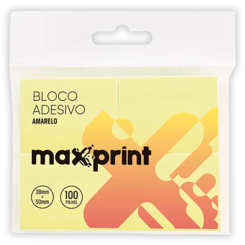 Bloco Adesivo 4 Blocos 38mm x 50mm Amarelo Pastel 400 Folhas Maxprint