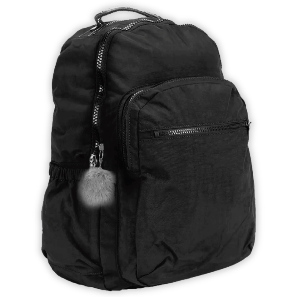 Mochila de Costas Nylon Preta com Chaveiro BRW - #1