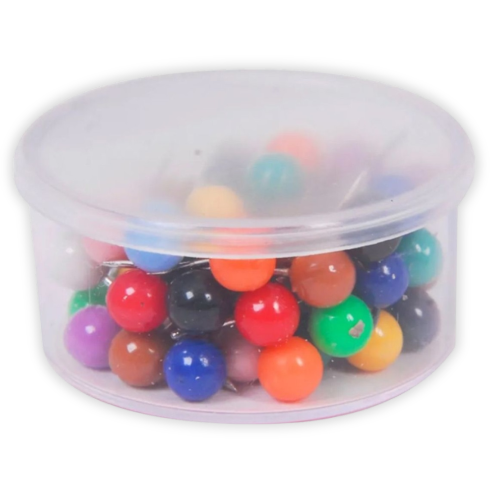 Alfinete para Mapa Tipo Bola Cores Sortidas 5mm 50 Unidades ACC
