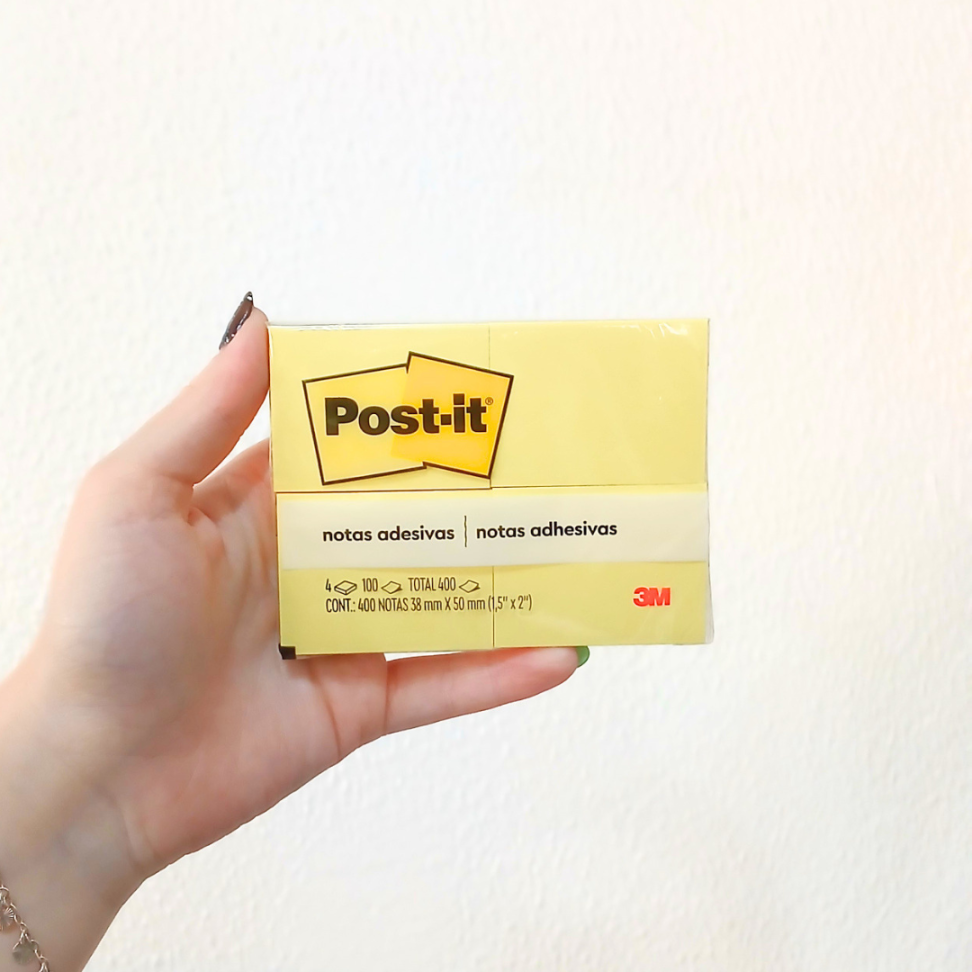Notas Autoadesivas Post-It 38mm x 50mm Amarelo Pastel 3M