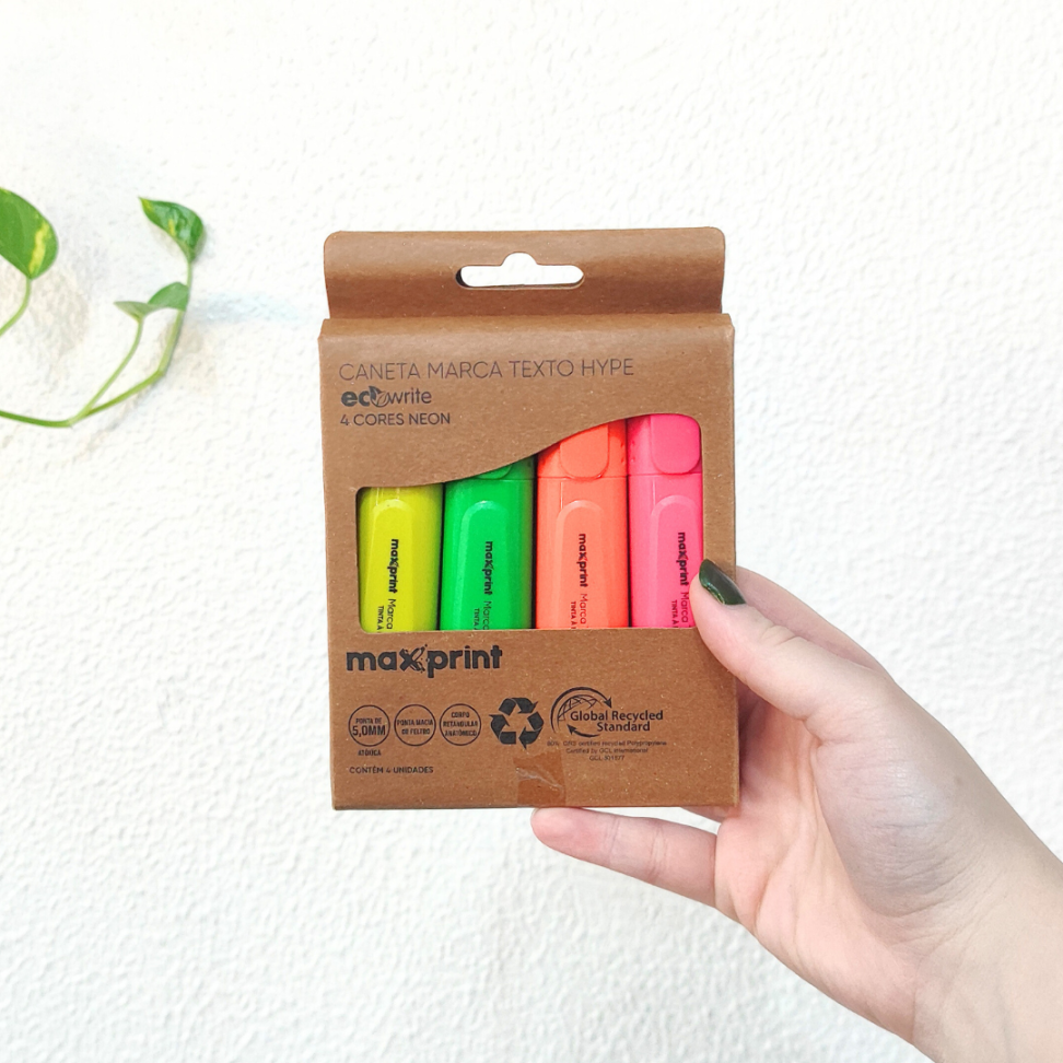 Kit Marca Texto Hype 4 Cores Neon Ecowrite Maxprint - #1