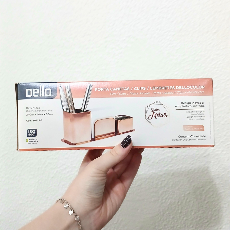 Porta Canetas Triplo Acrílico Linha Metais Color Dello - #2