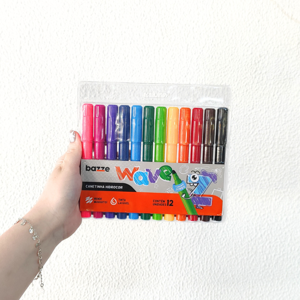 Canetinha Hidrocor 12 Cores Jumbo Wave Bazze - #3
