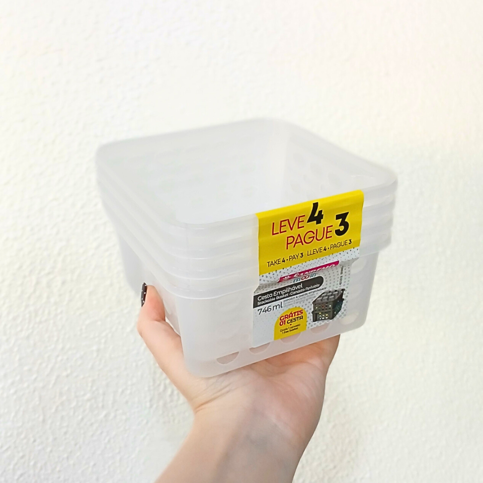 Cesta Empilhável Leve 4 Pague 3 Cristal 746ml Mooti Sanremo - #4