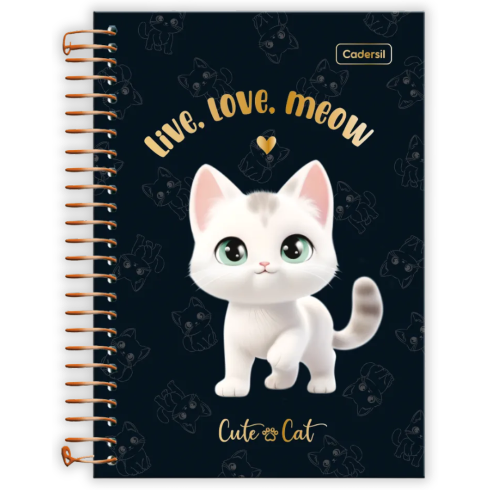Caderneta com Espiral Cute Cat Cadersil - #3