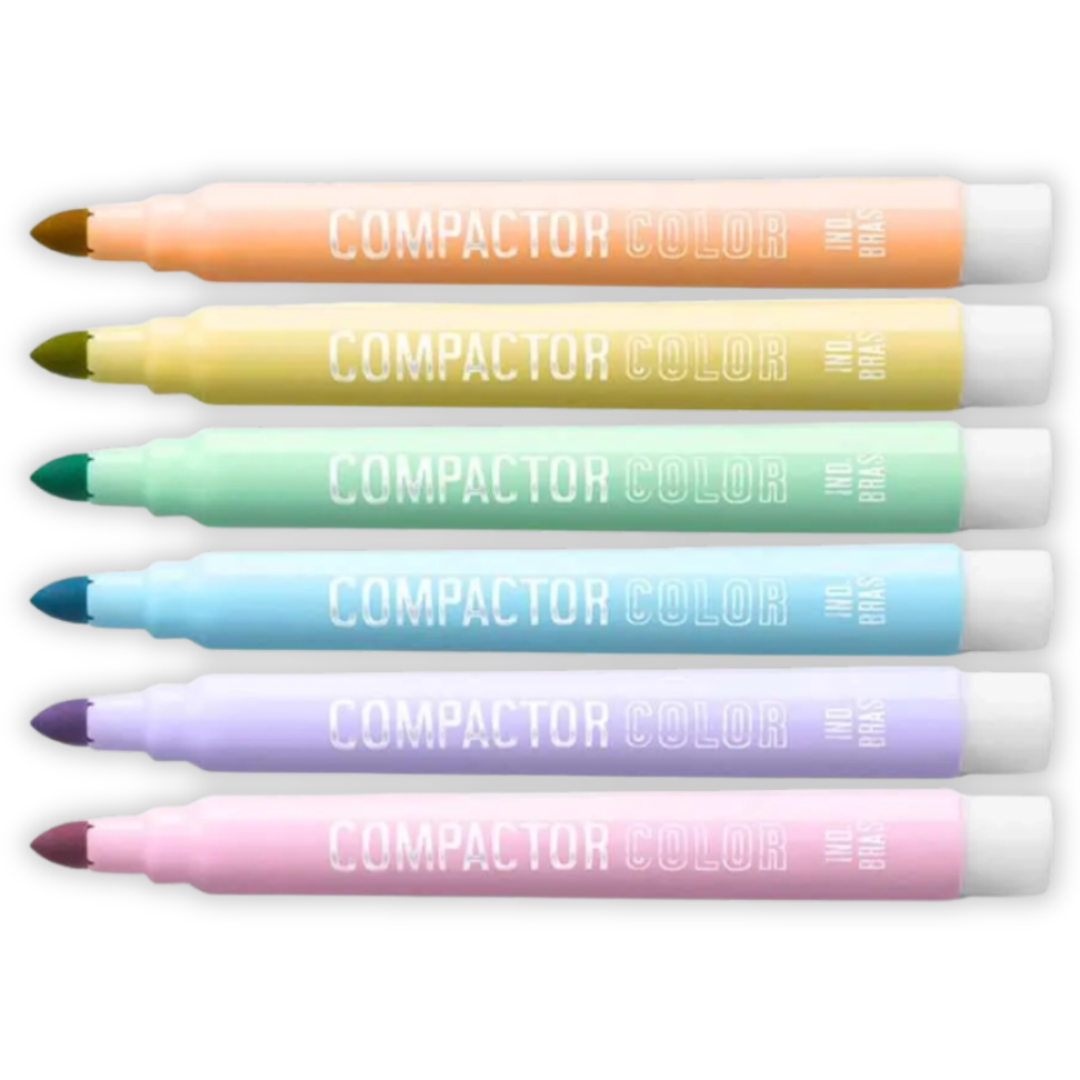 Canetinha Hidrográfica 6 Cores Pastel Color Compactor - #2