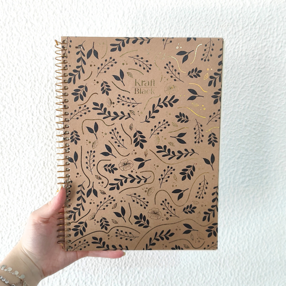 Caderno com Espiral Universitário Kraft Black 1 Matéria Jandaia - #9