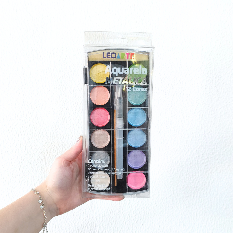 Aquarela Escolar Metálica 12 Cores + 2 Pinceis LeoArte - #4