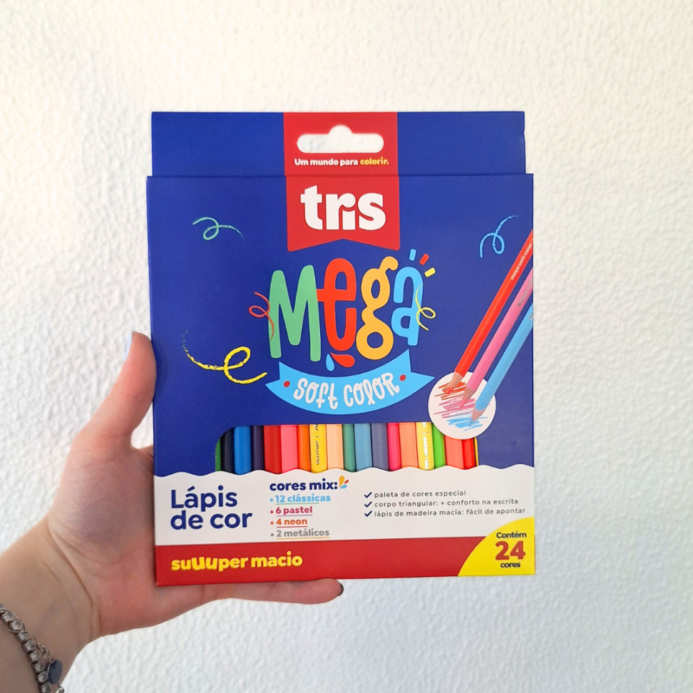 Lápis de Cor 24 Cores 12 Clássicas + 6 Pastel + 4 Neon + 2 Metálicos Mega Tris - #2