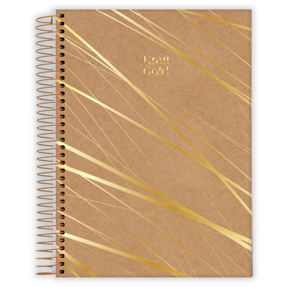 Caderno com Espiral Colegial Kraft Gold 1 Matéria Jandaia - #1